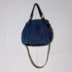 BLUE Textured Canvas Shoulder Crossbody Bag